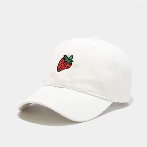 Gorras de bola LDSLYJR 2024 Algodón Fruta Fresa Bordado Casquette Gorra de béisbol Ajustable Snapback Sombreros para hombres y mujeres 64