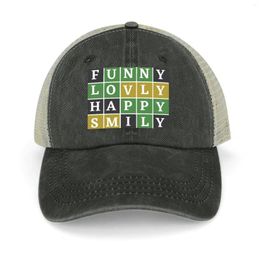 Ball Caps Leer geluk door Wordle puzzelspel -Geniet van Lovly Happy Smily Cowboyhoed Streetwear Jongen Kind Dames