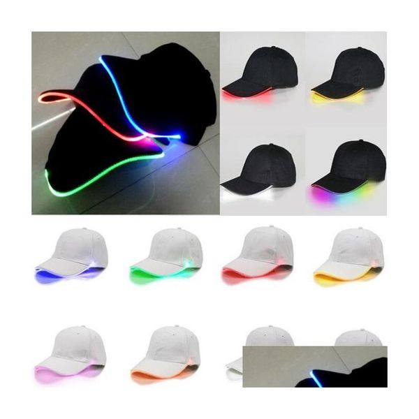 Casquettes de baseball LED Chapeaux de baseball Casquette de fête lumineuse Femmes Hommes Hockey Snapback Basketball Unisexe Fibre Optique Chapeau Visière Tourisme Paty Drop D Dhyij