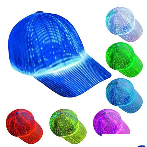 Gorras de bola Iluminación de fibra Led Béisbol Protección solar al aire libre Gorra de rendimiento Tendencia de moda Ocio para bar Fiesta de luz nocturna Dhow resplandeciente