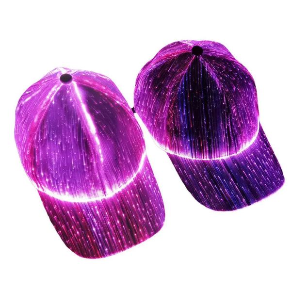 Casquettes à billes Led Fiber optique émettant de la lumière chapeau Bar Bungee casquette de Baseball électroluminescente hip-hop Couples casquettes clignotantes 230928