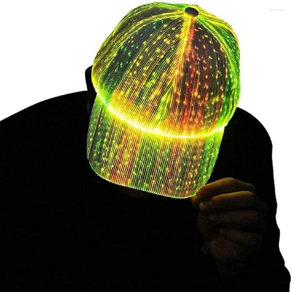 Casquettes de balle LED fibre optique casquette lumineuse chapeau femmes hommes Baseball fête USB Rechargeable Hip Hop noir blanc Snapback vacances Gorro