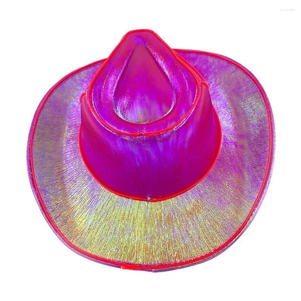 Gorras de bola LED Sombrero fluorescente Hip-Hop Cowboy Vaquera brillante para despedida de soltera Disco inalámbrico Noche occidental