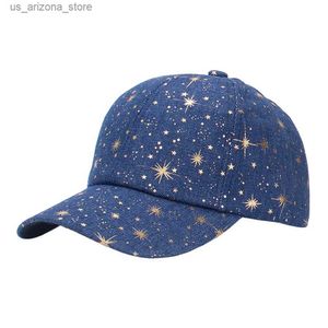 Ball Caps Leisure Womens Denim Blue Baseball Cap met goud vergulde ster explosief ontwerp Q240425