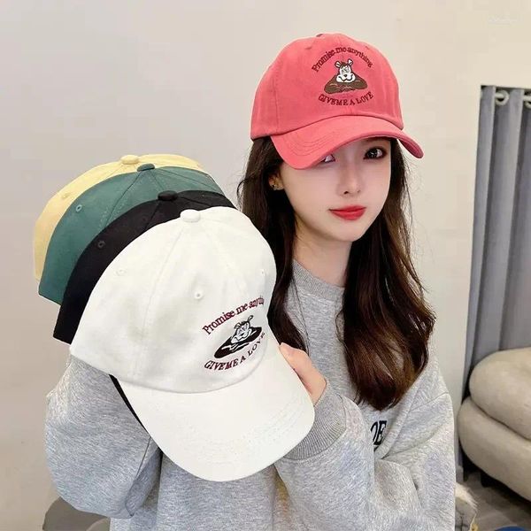 Ball Caps Letter Cartoon Bear Broidered Baseball Hat Feme Feme Spring and Automne Korean version 2024 Fashion Cap Male