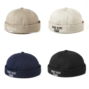 Gorras de bola Impresión de letras Algodón Docker Cap 2024 Street Style Wear All Seasons Brimless Hip Hop Hats Color Sólido Beanie Unisex