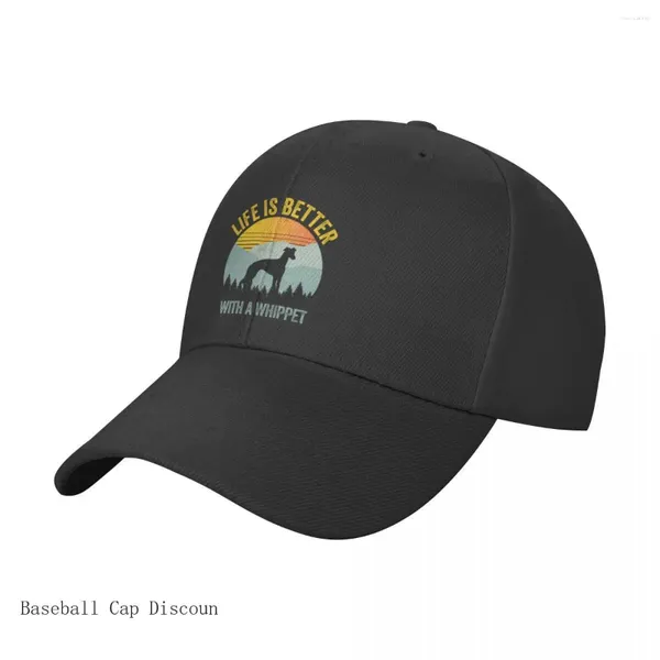 Gorras de bola La vida es mejor con un Whippet Summer Dog GiftCap Gorra de béisbol Hombre militar Sombrero Mujer