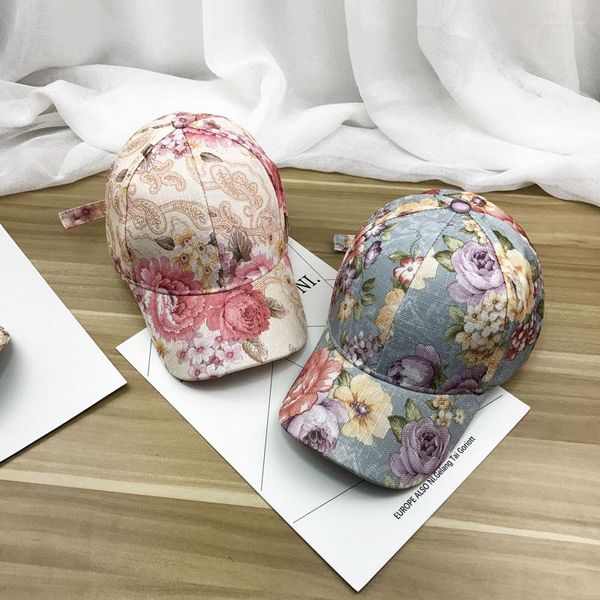 Casquettes de baseball Casquette de baseball littéraire folk vent fleur printemps et été dames chapeau de visière de voyage en plein air rétro tout décontracté minorité