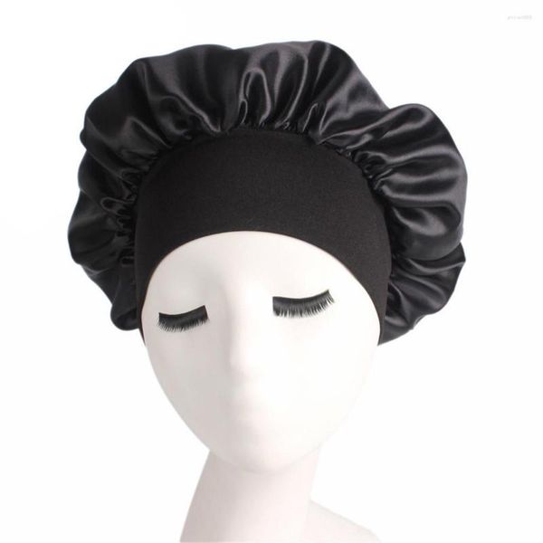 Gorros de bola Cuidado del cabello largo Mujeres Moda Satin Bonnet Cap Noche Dormir Sombrero Seda Head Wrap