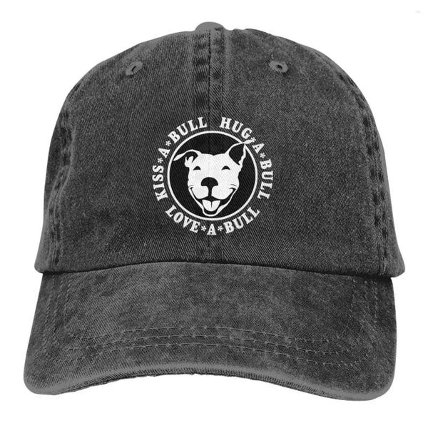 Caps à balle Love Bull Pitbull Denim Baseball Cap Bully Dog Outdoor Sport Trucker Hat High Quality Unisex-Teens Y2k Funny Print