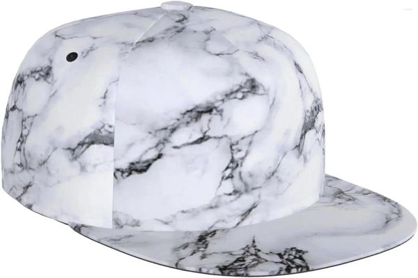 Ball Caps marbre Stripe Match Flat Bill Hat Unisexe Snapback Baseball Cap Hip Hop Style Visor vierge Réglable Black
