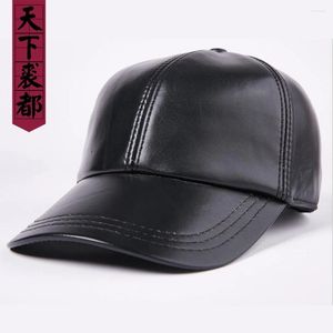 Gorras de bola Sombrero de cuero de piel de oveja genuina para hombre Gorra de béisbol de moda masculina ajustable