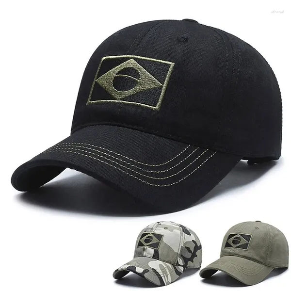 Gorras de bola Hombres Ejército Camuflaje Gorra de béisbol Bordado Bandera de Brasil Deportes al aire libre Sombrero táctico Cool Casual Sombreros de caza