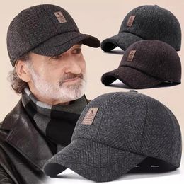 Casquettes de baseball Hommes Casquette de baseball Laine tricotée Couverture d'oreille d'hiver pour épaissir les chapeaux chauds avec oreillettes Sport Golf Snapback
