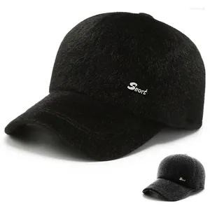 Ball Caps hommes extérieur sport fausse fourrure de baseball capuchon papa chapeau avec oreille plus velours chapeaux d'hiver chaud