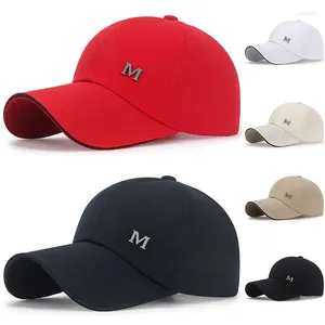 Ball Caps Men's verstelbare honkbal cap m letter label Sport Casual Leisure Boy Snapback Hat Simple Hip Hop Dad Hoeden Dropship