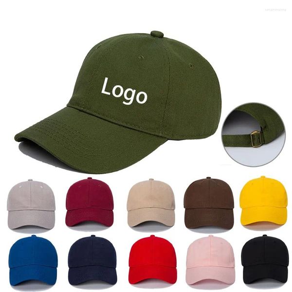 Casquettes de baseball réglables pour hommes et femmes, couleur unie, chapeau pare-soleil décontracté en coton pour adultes, Logo imprimé personnalisé avec broderie