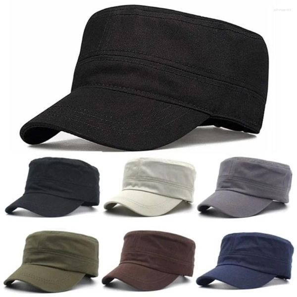 Gorras de bola Hombres Flat Top Ejército Gorra de béisbol Mujeres Primavera Algodón Sólido Militar Táctico Snapback Masculino Deporte al aire libre Militar Sombrero de marinero