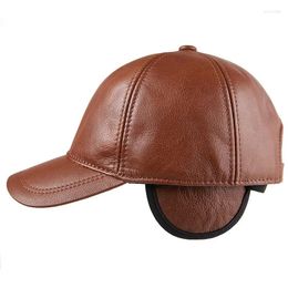 Berretto da baseball da uomo in vera pelle da uomo, berretto da baseball da cowboy, regolabile, stagione primaverile e autunnale di mezza età B-8812