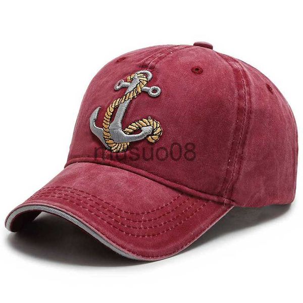 Casquettes de baseball pour hommes Ship Anchor Wash Casquettes de baseball brodées pour femmes Chapeaux Rétro Loisirs Camionneur Duck Tongue Cap Male Outdoor Sunscreen Hat J230608