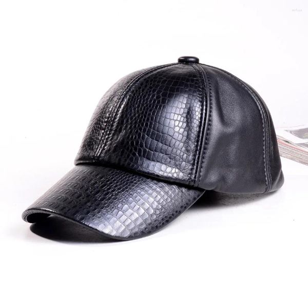 Casquettes de Baseball hommes femmes en cuir véritable peau de mouton véritable motif Crocodile mode unisexe casquette militaire décontracté casquette de Baseball/chapeau