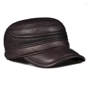 Casquettes de baseball hommes printemps/hiver cuir véritable noir/marron plat Baseball mâle 55-60 Cm taille personnalisée extérieur chaud Snapback chapeau