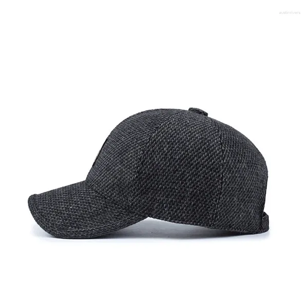 Casquettes de baseball hommes coupe-vent laine casquette de baseball avec oreillette pliante couverture d'oreille tricotée décontracté hiver épaissir garder au chaud