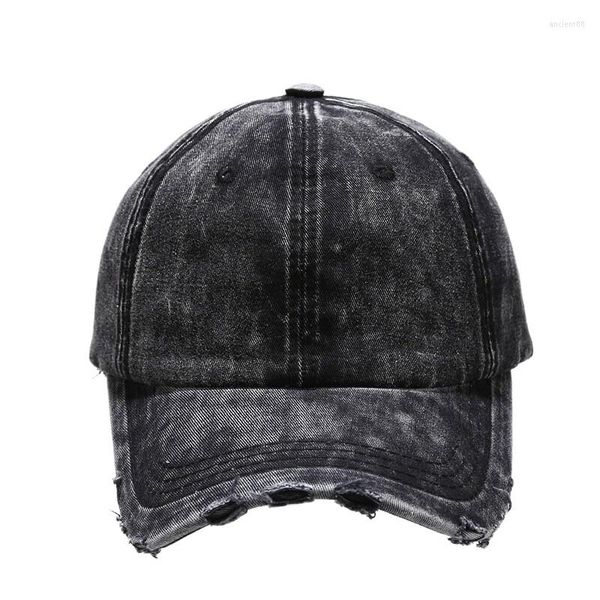 Casquettes de baseball Hommes Femmes Distressed Jean Hat Non structuré Baseball Washed Denim Plain Six Panel Dad Noir Marron Rose Bleu