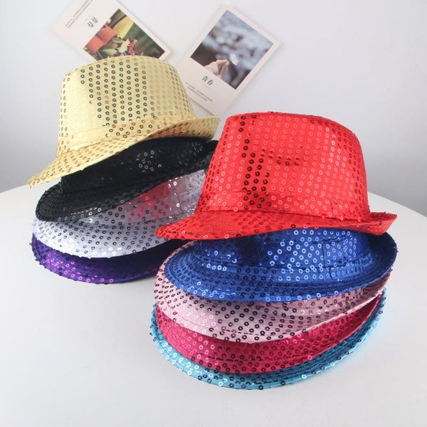 Gorras de béisbol para hombres, mujeres y niños, gorra de espectáculo de fiesta con lentejuelas, sombrero para niño y niña, sombrero de Hip Hop Jazz para espectáculo de escenario