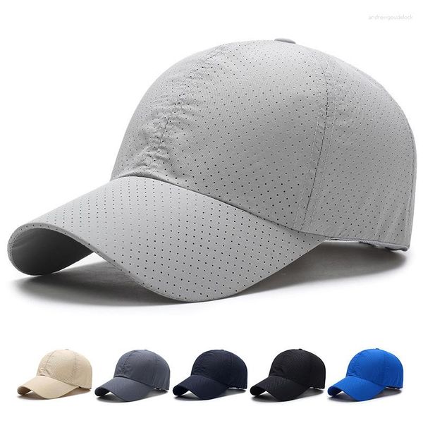 Gorras de bola Hombres Mujeres Tablero de luz al aire libre Protector solar Verano Transpirable Secado rápido Gorra de béisbol Casual Punzonado Sombrero para el sol