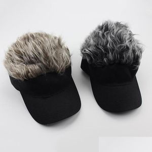 Casquettes de balle Hommes Femmes Mode Nouveauté Casquette de baseball Faux Flair Cheveux Pare-Soleil Chapeaux Toupet Perruque Drôle Cool Cadeaux Caps Drop Delive Bdehome Dhrtp