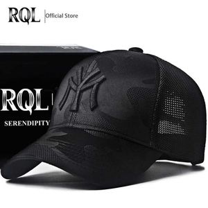 Ball Caps Mens Black Baseball Cap Broidered Totem Military Camouflage Truck New Hip-Hop Luxury Summer Sun Mens Sports Net Brand Q240429