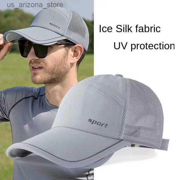 Ball Caps Mens Summer Sunshade Hat UV Extérieur Sports Breasping Fishing Baseball Chatte Mens Brim Brim Sunshade Truck Headswear Gentleman Q240425