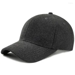 Ball Caps Heren Wol Baseball Cap Herfst Winter Warm Hard Top 6 Panelen Snapback Voor Mannen Casual Plus Size Papa hoeden Verstelbaar