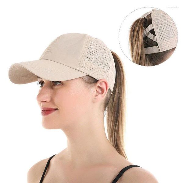 Casquettes de balle Mesh à séchage rapide solide casquette de baseball sport décontracté croix prêle pare-soleil visière chapeau respirant pour les femmes