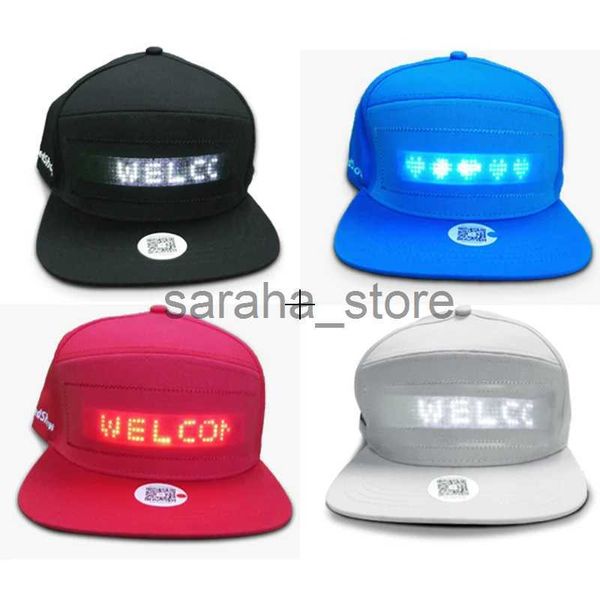 Casquettes à billes Application de téléphone portable LED Hat Glow Envoyer sans fil Défilement de mots Bluetooth Écran flexible LED Cap LED Défilement Message Affichage Hip J231130