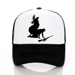 Casquettes de baseball Casquette de baseball de chasse à l'orignal Chapeau de dessin animé imprimé drôle Été Sports de plein air Maille respirante Hommes Snapback Chapeaux