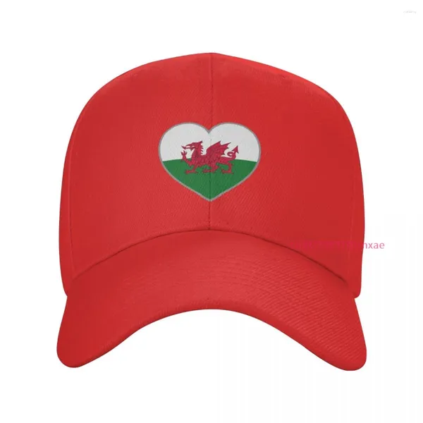 Gorras de bola Más color Bandera de Gales Corazón Unisex Ajustable Snapback Gorra de béisbol Hombres Mujeres Hip Hop al aire libre para regalo de verano