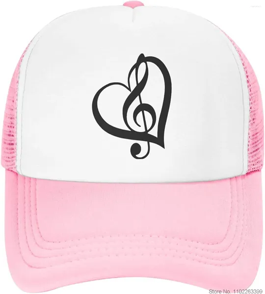 Gorras de bola Nota musical Gorra de béisbol del corazón para niños Niños Sombrero de camionero musical Ligero Ajustable Snapback Deportes