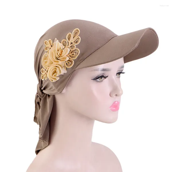 Bola de bolas Muslim Hijab Turban Sombrero para mujeres Glitter Flower Fashion Watling Chicas Soft Peaked Cap Hats Ladies Scarfarf 2024