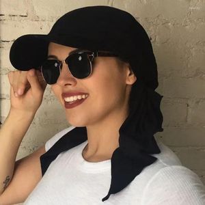 Casquettes de balle Musulman Intérieur Hijab Turban Chapeau Avec Bord Femmes Mode Casquette De Baseball Chapeaux De Soleil Couleur Unie Décontracté Doux Enveloppement Foulard