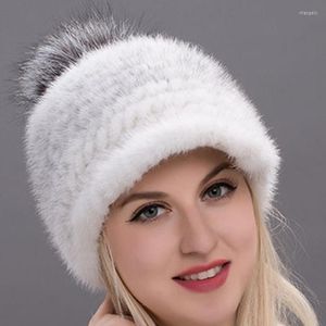 Kogelcaps natuurlijke fur manen dames handgemaakte multi-kleuren elastische mode dames cap warme kleur mink straatkleding volwassen