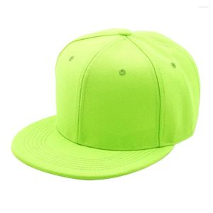 Gorras de bola Neón Amarillo Verde Hombres Flat Brim Snapback Hat Mujeres Plain Gorra de béisbol Fluorescente Naranja Brillante Hip Hop