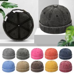 Casquettes de boule neutre rétro lavé Denim Melon casquette Hip-hop chapeau personnalité mode réverbère conseil propriétaire sans bord petit tabouret