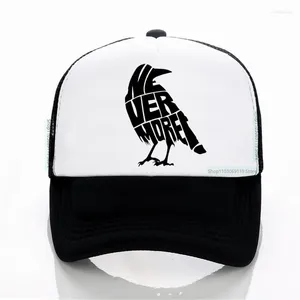 Ball Caps Nooit meer!Hoed Mannen Grappige Baseball Cap Cartoon Kraai Print Heren Papa Hoeden Koele Zomer Ademend Mesh Snapback Casquette