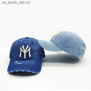 Ball Caps Nieuwe volwassen mannen casual vintage denim MY NY borduurwerk baseball cap Vrouwen katoen sport hoed hip hop snapback Golf hoeden gorros L230523IYUN