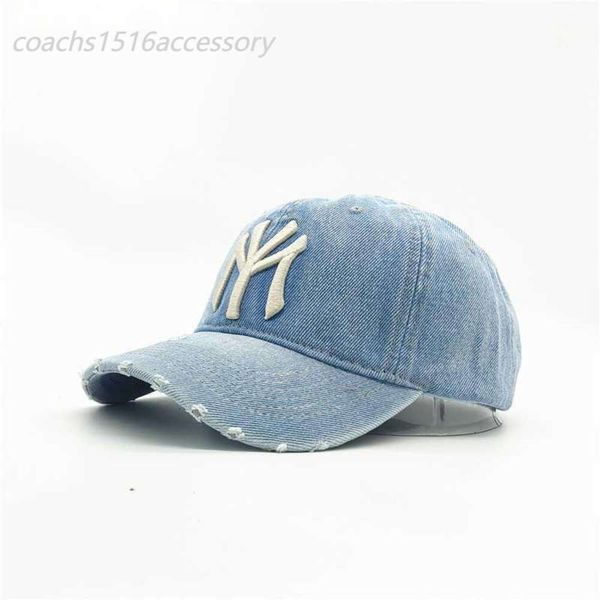 Bola de bolas Nuevos hombres adultos Denim vintage casual My NY Bordery Baseball Cap Women Cotton Sports Sports Hip Hop Snapback Hats Gorros