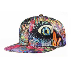 Ball Caps Nieuwe aankomst Graffiti Men Men Dames Honkbal Cap Trend Afdrukken Zomer Zon Flat Hats Hip Hop Kpop Unisex Sports Dad Hoed Gorras EP0235 AA220517