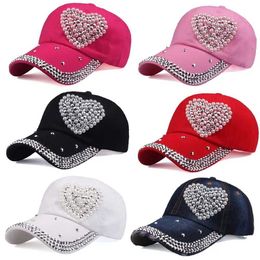 Ball Caps nouveaux enfants mode réglable en forme de coeur strassons en forme de coeur ajusté chapeau de capuche à pic