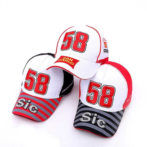 Berretti da baseball New Fashion Uomo Donna Berretto da baseball GP Motorcycle Racing Snapback 58 Marco Simoncelli Moto Racer Hip Hop Caps Cappello da papà EP0039 AA220517